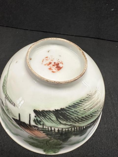 古玩陶瓷民國山水紋彩繪小碗拍賣，當(dāng)前價格1800元