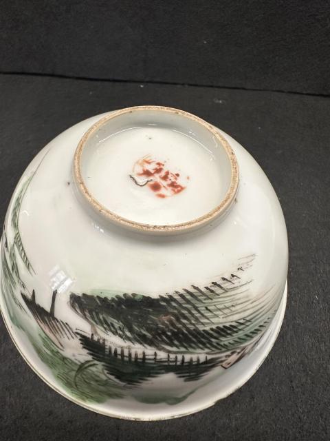 古玩陶瓷民國山水紋彩繪小碗拍賣，當(dāng)前價格1800元