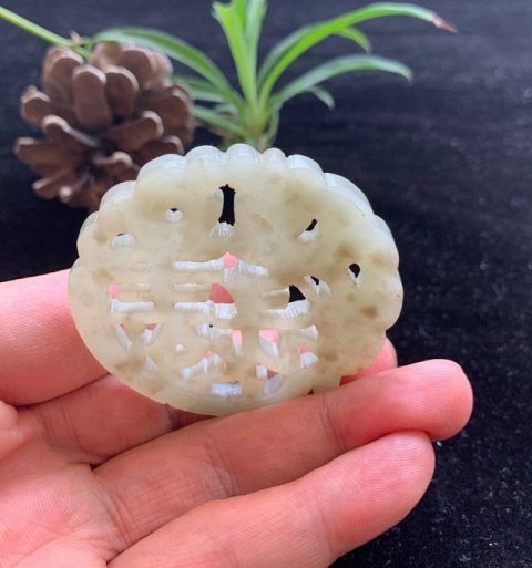 古玩玉器清代福祿壽雙龍牌拍賣,當前價格9500元