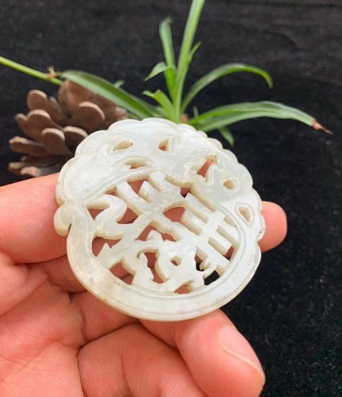 古玩玉器清代福祿壽雙龍牌拍賣,當前價格9500元