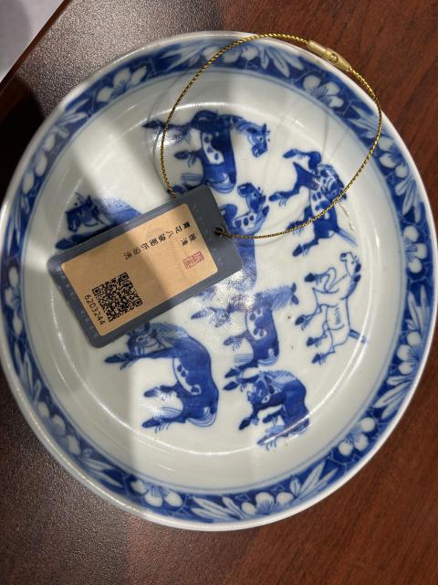 古玩陶瓷晚清青花八駿圖折腰洗拍賣,當前價格2980元