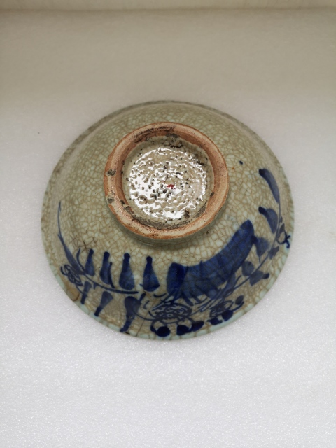 古玩陶瓷道光至咸豐哥釉青花碗拍賣,當前價格480元