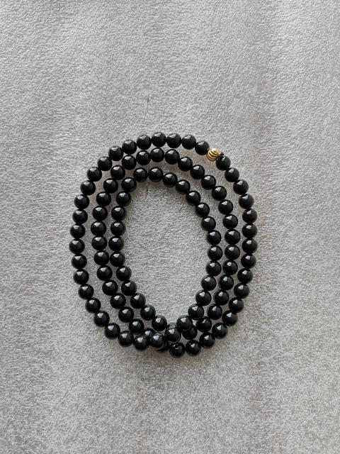 古玩玉器天然翡翠（墨翠）珠鏈拍賣，當(dāng)前價格580元