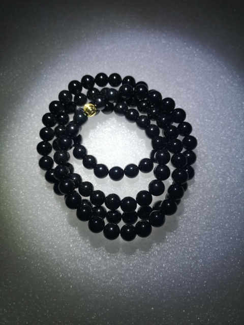古玩玉器天然翡翠（墨翠）珠鏈拍賣，當(dāng)前價格580元