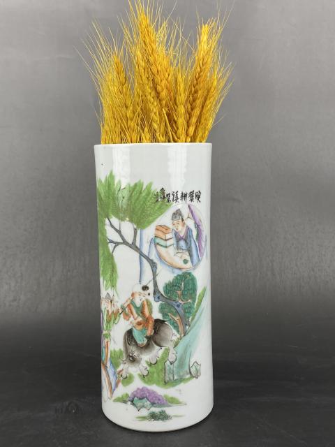 古玩陶瓷樵漁耕讀彩繪帽筒拍賣，當前價格2888元