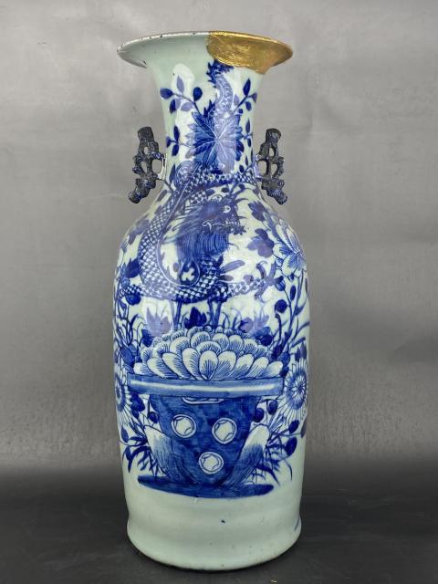 古玩陶瓷花間龍紋嫁妝瓶拍賣，當前價格3888元