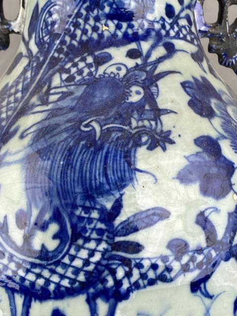 古玩陶瓷花間龍紋嫁妝瓶拍賣，當前價格3888元
