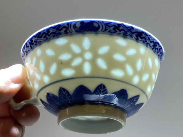 古玩陶瓷青花亭臺樓閣山水玲瓏瓷杯碟拍賣，當前價格2888元