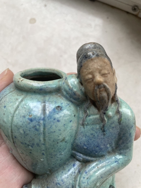 古玩陶瓷晚清爐鈞釉太白醉酒瓷造像拍賣,當(dāng)前價(jià)格3000元