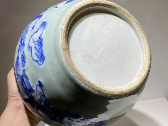 古玩陶瓷豆青釉青花加白五子奪魁西瓜罐拍賣,當(dāng)前價(jià)格8888元
