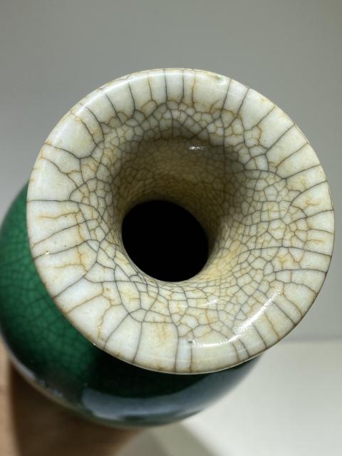 古玩陶瓷道光綠哥釉觀音瓶拍賣，當前價格5888元