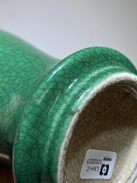 古玩陶瓷道光綠哥釉觀音瓶拍賣，當前價格5888元