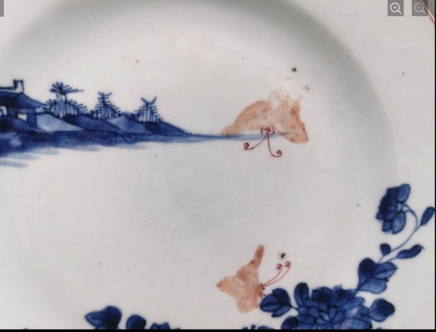 古玩陶瓷山水紋青花加彩盤拍賣,當前價格1800元