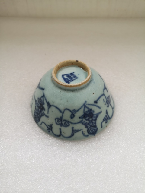 古玩陶瓷清代道光花卉紋青花碗拍賣,當前價格750元