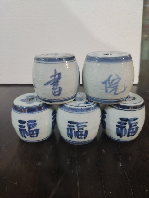 古玩陶瓷晚清民國青花文字燭臺一組拍賣,當前價格560元