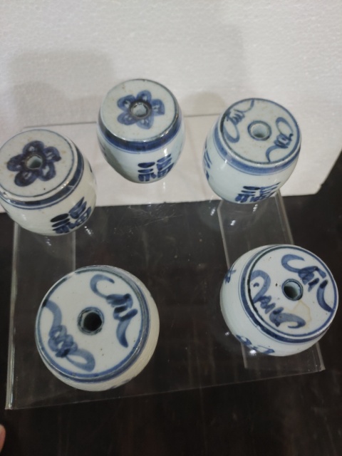 古玩陶瓷晚清民國青花文字燭臺一組拍賣,當前價格560元