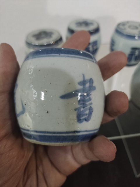 古玩陶瓷晚清民國青花文字燭臺一組拍賣,當前價格560元