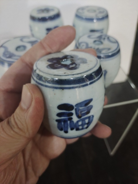 古玩陶瓷晚清民國青花文字燭臺一組拍賣,當前價格560元