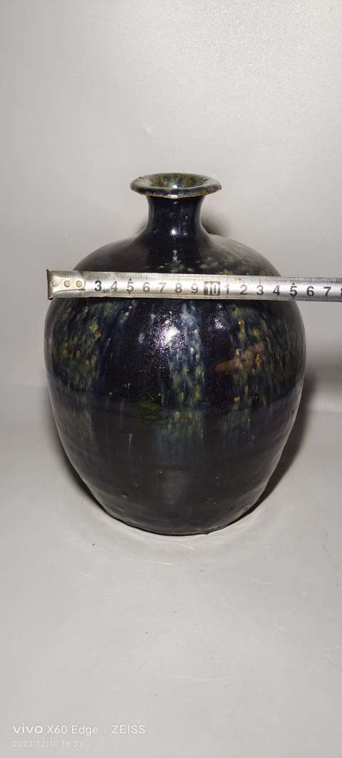 古玩陶瓷磁州窯窯變黑釉嘟嚕瓶拍賣,當前價格999元
