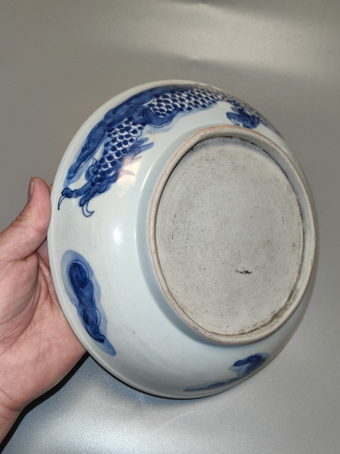 古玩陶瓷清雍正-過墻龍紋青花盤拍賣，當前價格168元