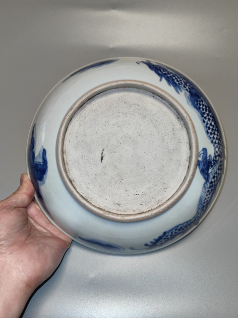 古玩陶瓷清雍正-過墻龍紋青花盤拍賣，當前價格168元