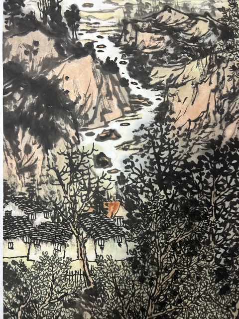 古玩字畫陶六一老師《寫意山水》拍賣，當前價格1788元