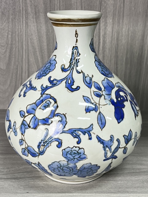 古玩陶瓷青花花卉紋撇口瓶拍賣，當前價格260元