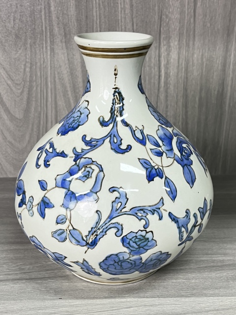 古玩陶瓷青花花卉紋撇口瓶拍賣，當前價格260元