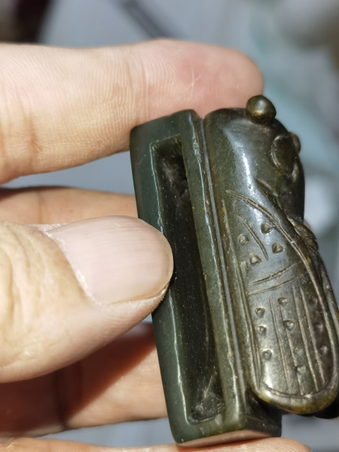 古玩玉器(特價)民國和田碧玉帶穿拍賣,當前價格780元