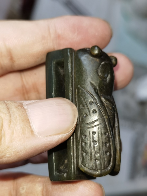 古玩玉器(特價)民國和田碧玉帶穿拍賣,當前價格780元