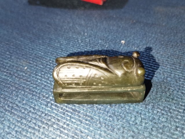 古玩玉器(特價)民國和田碧玉帶穿拍賣,當前價格780元