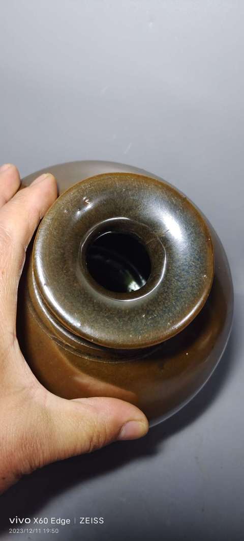 古玩陶瓷耀州窯紫金釉嘟嚕瓶拍賣,當前價格1999元