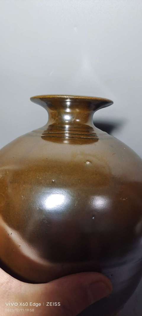 古玩陶瓷耀州窯紫金釉嘟嚕瓶拍賣,當前價格1999元