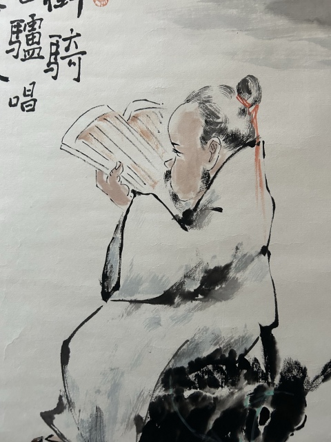 古玩字畫何奕興老師精品斗方《騎驢圖》拍賣，當前價格455元