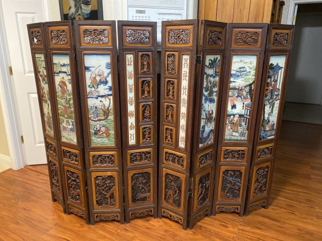 銅 細工 中国神話八仙過海 屏風 挿屏 茶台 文机 装飾品 工芸品 置物 wf-74-a-finely-carved-bamboo-
