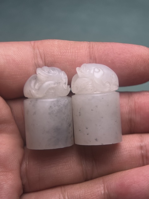 古玩玉器和田籽料貔貅鈕對章拍賣,當前價格4600元