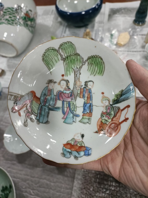 古玩陶瓷晚清同治粉彩長(zhǎng)亭送別碟拍賣,當(dāng)前價(jià)格4500元