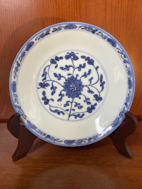 古玩陶瓷青花寶相蓮紋盤拍賣,當前價格1000元