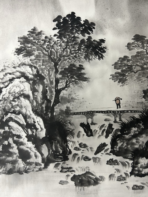 古玩字畫陸桂明老師《山水》拍賣,當前價格758元