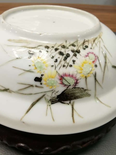 古玩陶瓷粉彩蟲草紋大碗拍賣，當前價格450元