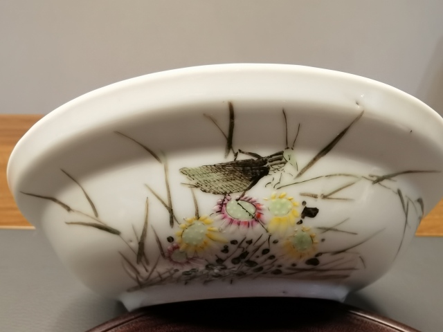 古玩陶瓷粉彩蟲草紋大碗拍賣，當前價格450元