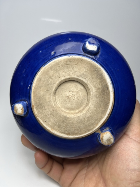 古玩陶瓷霽藍釉繩耳三足香爐拍賣,當前價格2888元