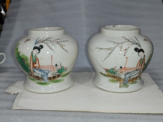 古玩陶瓷粉彩教子圖人物紋罐拍賣，當前價格1880元
