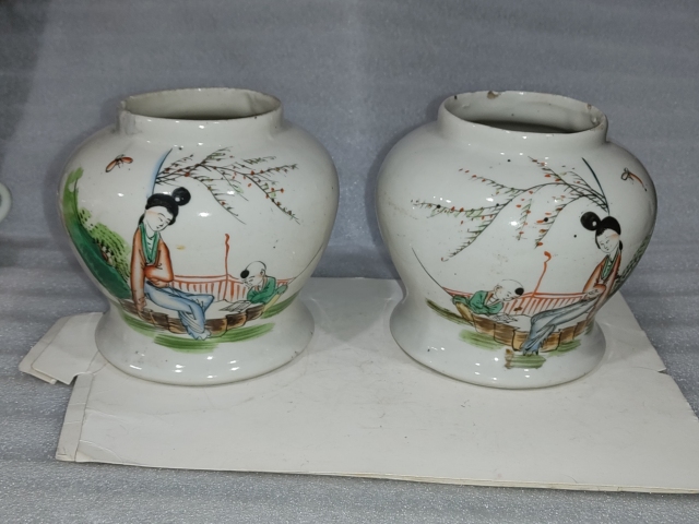 古玩陶瓷粉彩教子圖人物紋罐拍賣，當前價格1880元