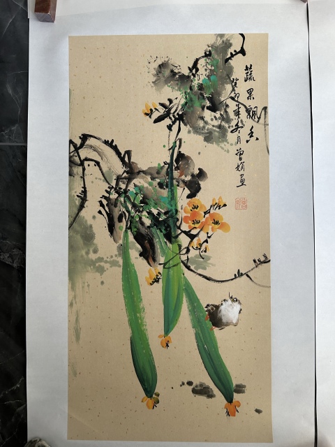 古玩字畫曾娟精品四條屏《花鳥蔬果飄香》拍賣，當前價格458元