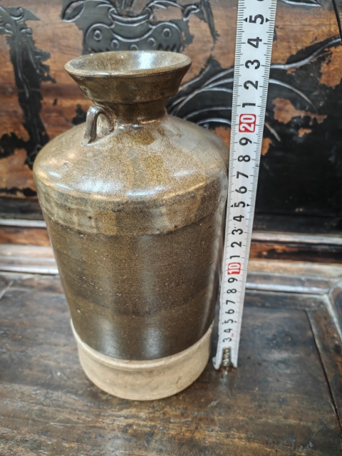 古玩陶瓷磁州窯褐釉雙系瓶拍賣，當前價格200元