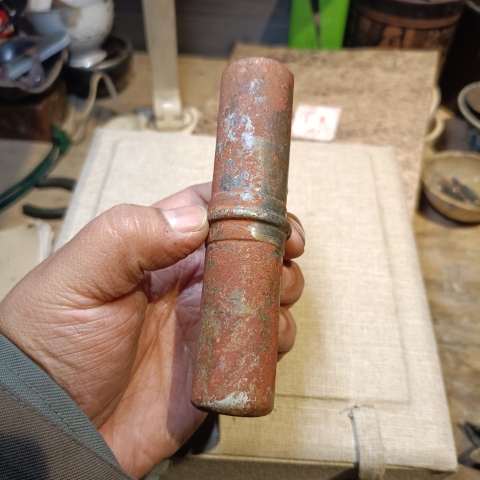 古玩銅器漢朱砂銹矛墩拍賣,當(dāng)前價(jià)格1280元
