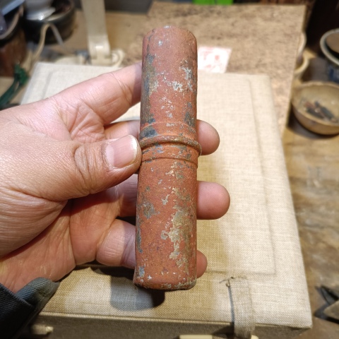 古玩銅器漢朱砂銹矛墩拍賣,當(dāng)前價(jià)格1280元