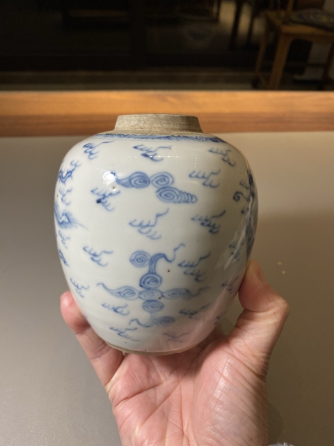 古玩陶瓷清雍正青花線描鳳紋罐拍賣,當前價格6500元
