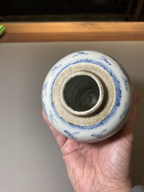 古玩陶瓷清雍正青花線描鳳紋罐拍賣,當前價格6500元